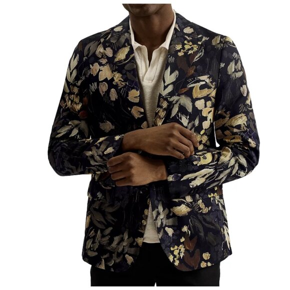 Ted Baker Cotton Jersey Floral Slim Fit Suit Jacket Men’s Size 5 (XL US) NWT - Picture 5 of 15